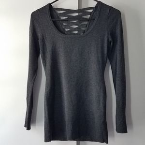 Cache Shimmer Lattice Back Sweater